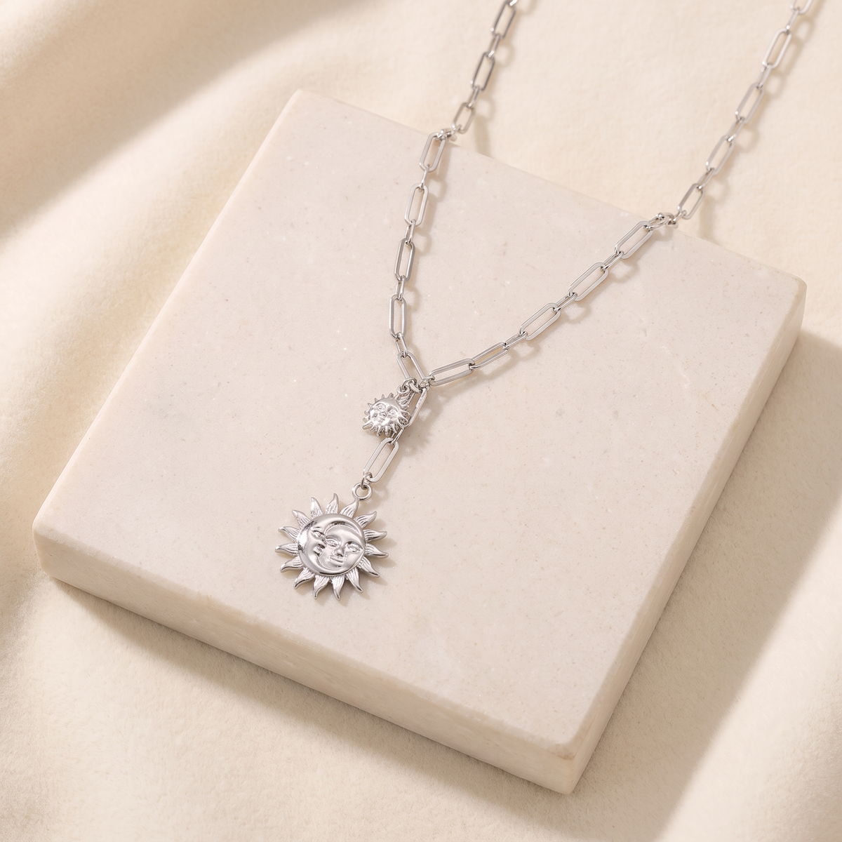 Collier soleil double rang — Argenté