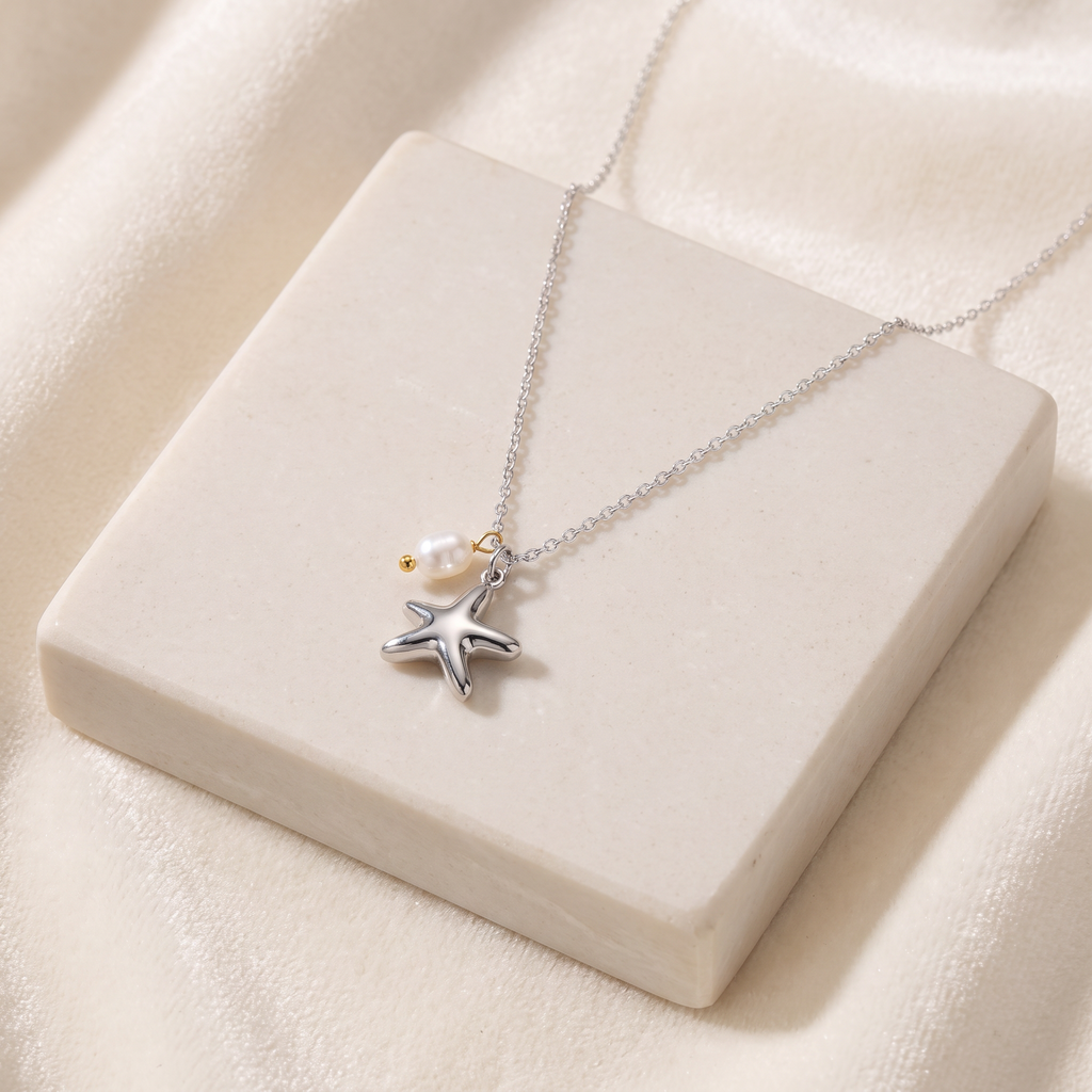 Collier ras de cou étoile de mer — Argenté
